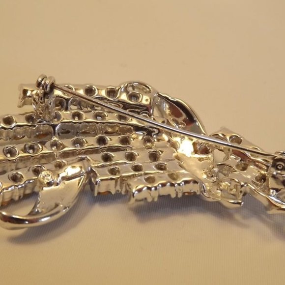 Unique Vintage Rhinestone and Silver-Tone Brooch - Picture 3 of 3